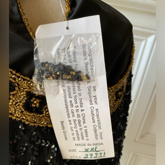 ❌SOLD❌ NWT VTG SCALA XXL FULLY SEQUIN BEADED EVENING BLOUSE BLACK AND GOLD PURE - Picture 10 of 11